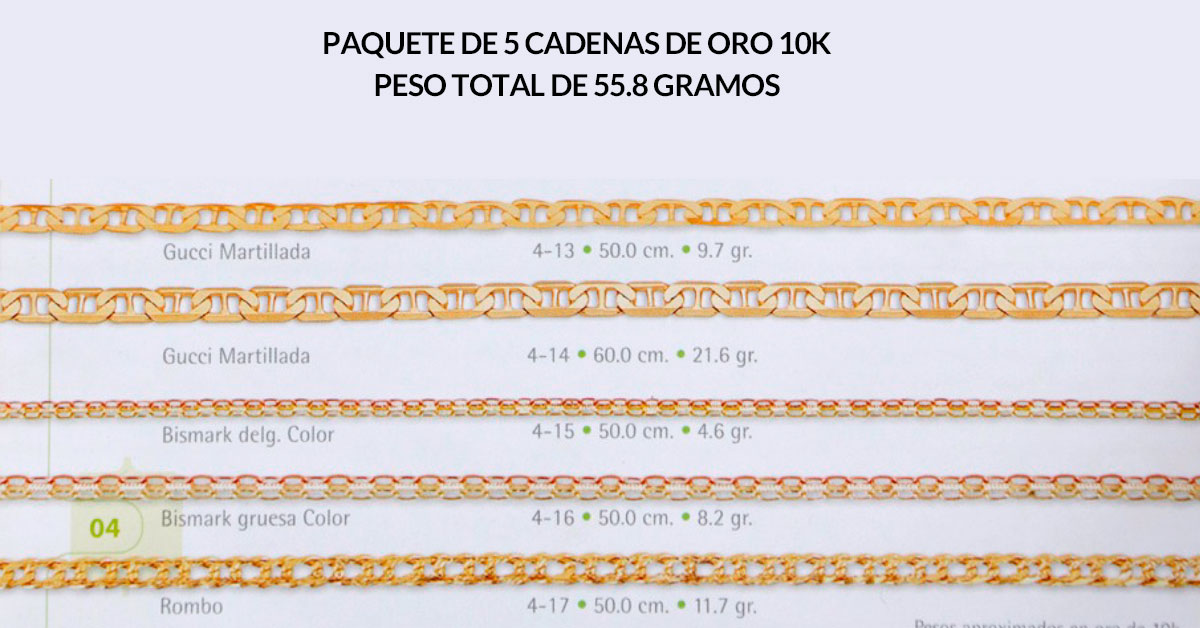 carrete tubo Fraternidad Cadena de Oro 10k precio mayoreo en paquete de 5 - JOYEROS.MX