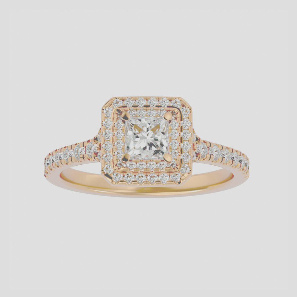 anillo de compromiso trendy princess halo