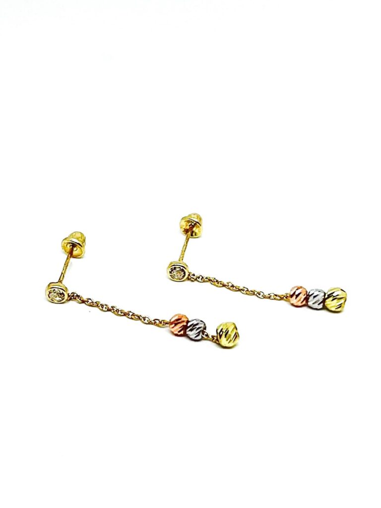 Broquel de 3 Bolitas  Oro 10k