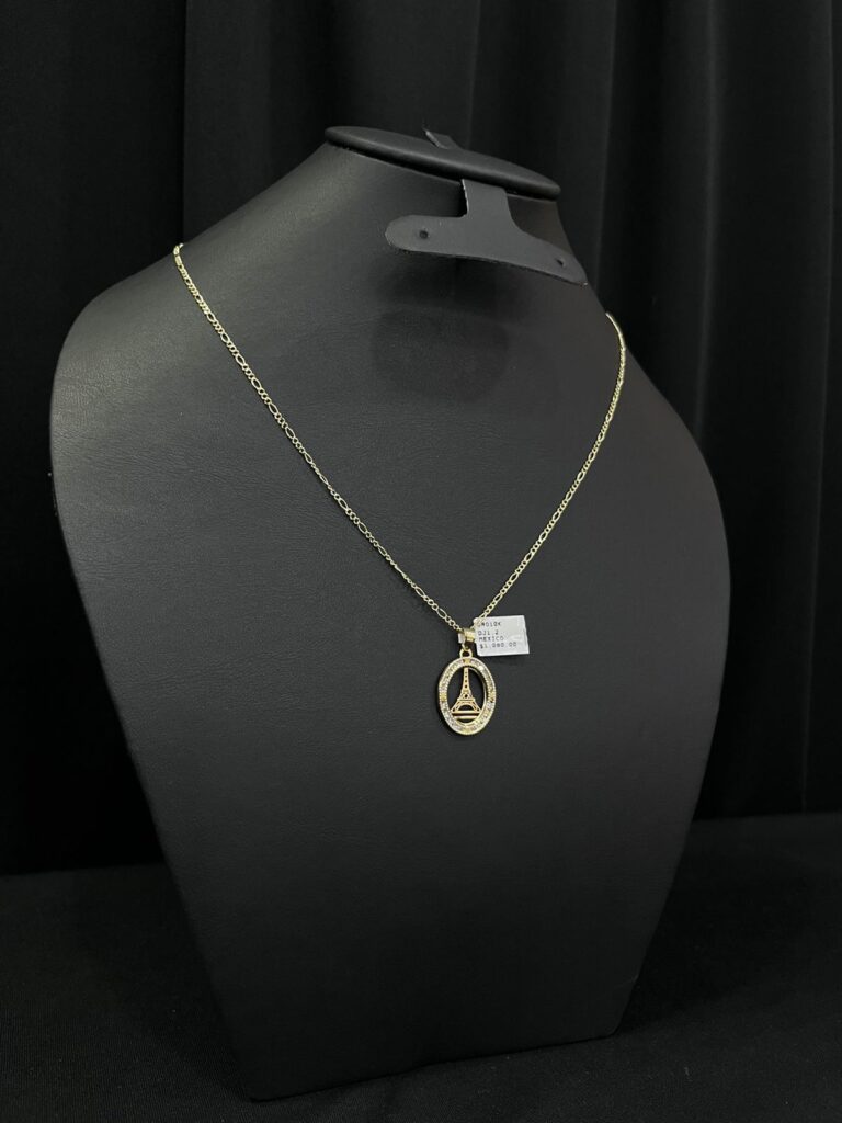 Cadena De oro estilo 3x1 Con dije de oro logo Torre de Paris 10 Kilates 3.5 Gramos